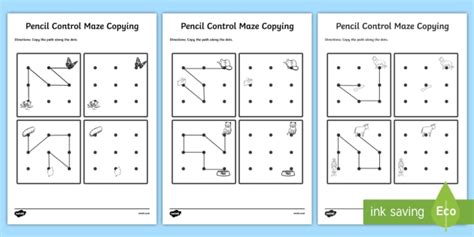 Pencil Control Maze Copying Worksheet Worksheet Pack
