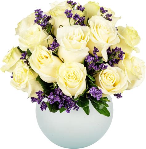 Arabella Bouquets Farm Direct Bouquet Of 18 White Roses With Opal Vase