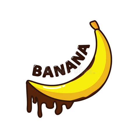 Doodle Style Banana Cartoon Image Logo Chocolate Banana Stock Vector