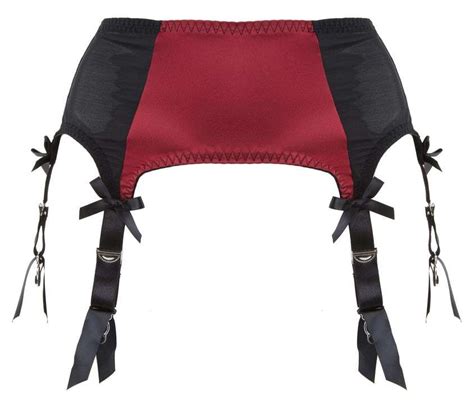 Classic Vintage Style 6 Strap Suspender Belt In Red And Black