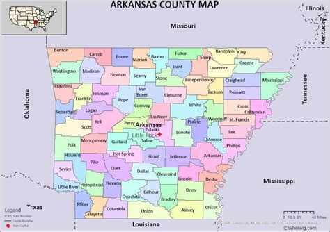 Arkansas County Map List Of 75 Counties In Arkansas And Seats