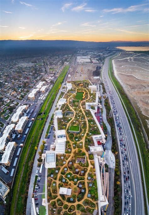 Trippy Drone View Of The Roof Of Facebook Hq In Menlo Park