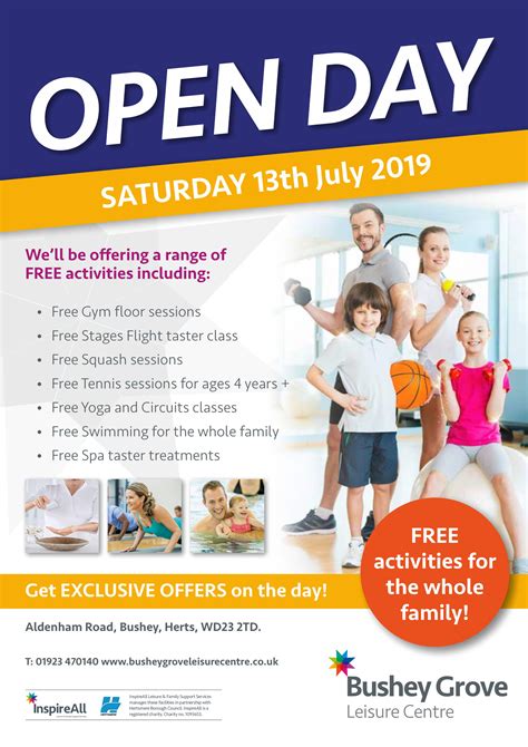 Open Day Poster July 2019 Bushey Grove Leisure Centre