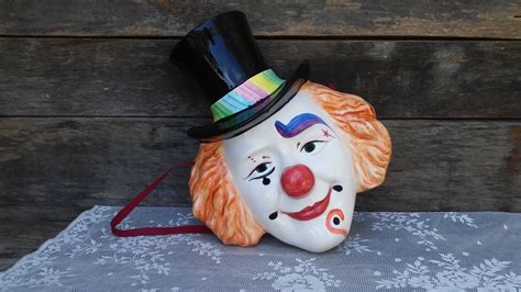 Vintage Clown Decor Wall Hanging Ceramic Hand Painted Wall Decor Circus Carnival