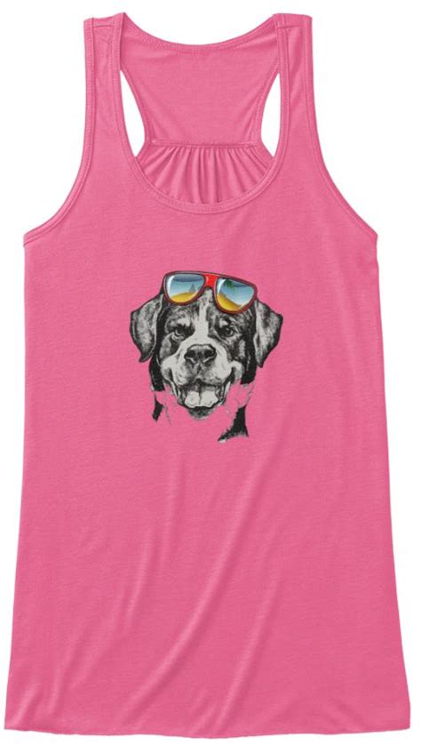 Cool Dog T Shirts Limited Edition Neon Pink Womens Tank Top Front