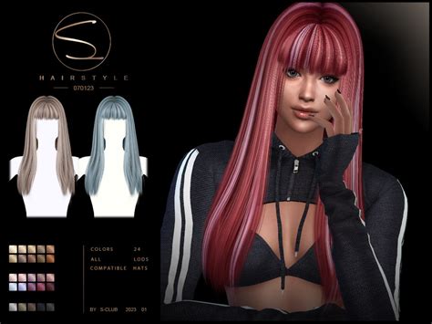 The Sims Resource Long Straight Hair With Bangs KELLY By S CLUB Full