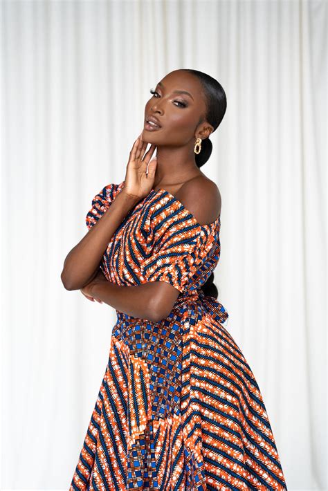 Fimi African Print One Shoulder Midi Dress Ofuure