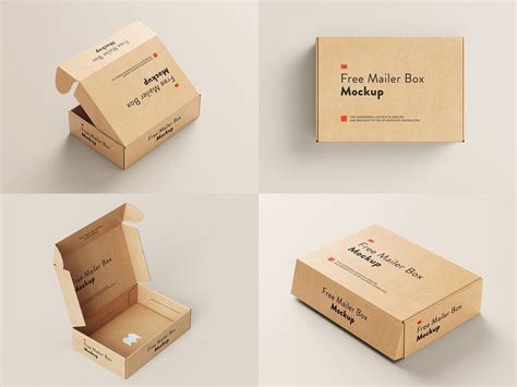 Free Delivery Shipping Mailer Box Mockup 5 Set Free Package Mockups