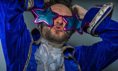 Premium Photo Disco Man With Beard Dressed Like A Pirate And Ridiculous Glasses Funny And