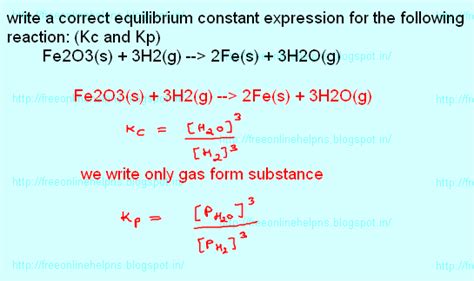 Free Online Help Write A Correct Equilibrium Constant Expression For