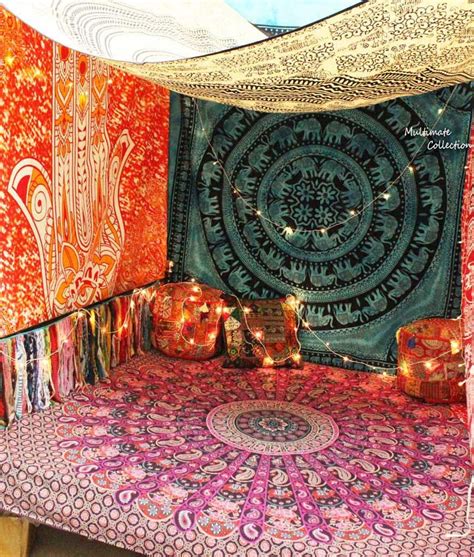 When fabric is dry, take a ruler and a box cutter and, by holding straight edge against ceiling or floorboards, trim additional fabric. Pin on Indian Home decor