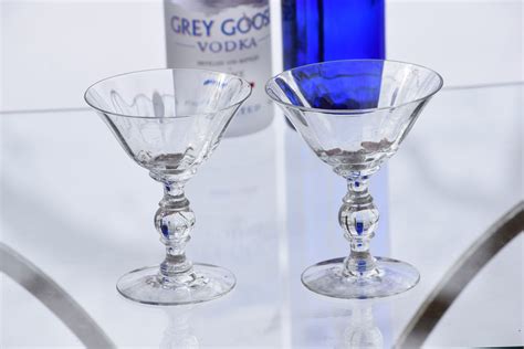 vintage crystal cocktail martini glasses set of 6 circa 1935 1950 mixologist cocktail glasses