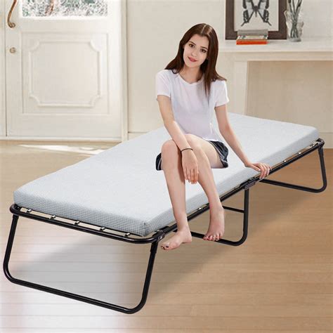 Dkelincs Portable Folding Bed With Mattress Twin Size Guest Bed