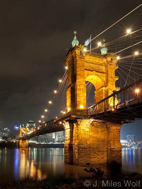 Roebling Suspension Bridge In Cincinnati Ohio J Miles Wolf