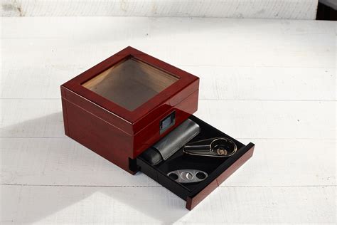 Personalized Cigar Humidor Engraved Glass Top Cigar Box Custom