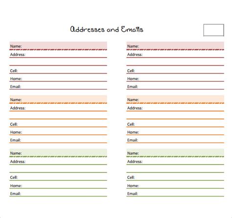 Sample Address Book Template 9 Documents In Pdf Word Psd