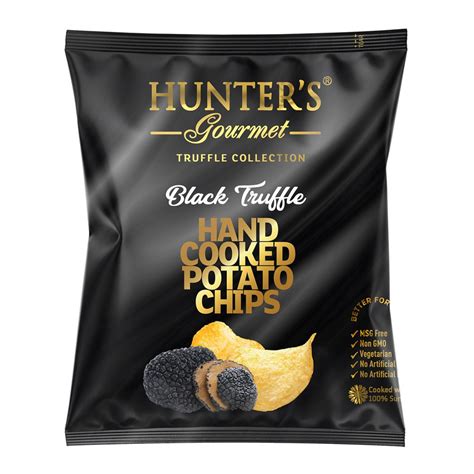 Hunters Gourmet Hand Cooked Potato Chips Black Truffle Truffle Collection 25gm Hunter Foods