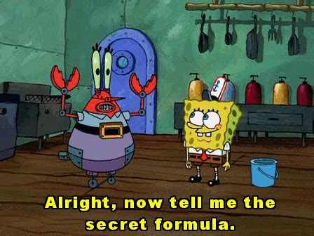 It is revealed in patty caper, that the secret ingredient seems to be from the letters r to z. the krabby patty secret formula | Tumblr