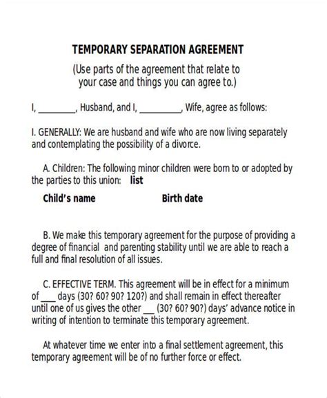 Check spelling or type a new query. Sample Separation Agreement | Separation agreement, Separation agreement template, Separation