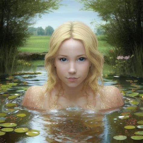 portrait of a beautiful blonde goddess emerging from openart