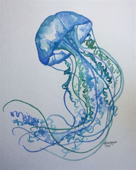 Watercolor Jellyfish By Lynn Egigian Sea Life At Night In 2019