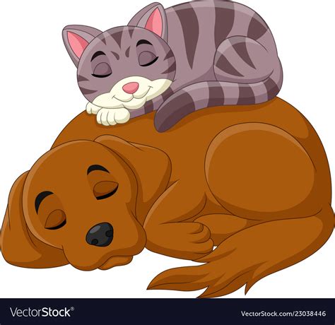 Cartoon Cat And Dog Sleeping Royalty Free Vector Image
