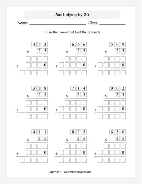 Multiplication Worksheets Numbers 0-5 Site Math-aids.com
