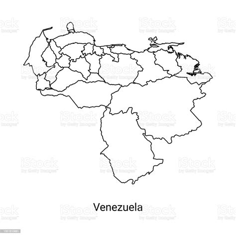 Venezuela Map Color Line Element Border Of The Country Stock
