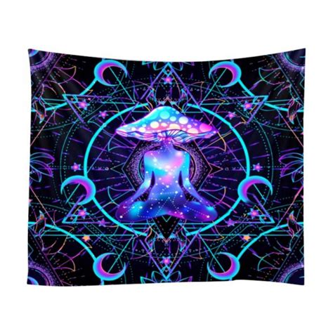 Psychedelic Tapestry Colorful Mushrooms Tapestries Abstract Tapestry