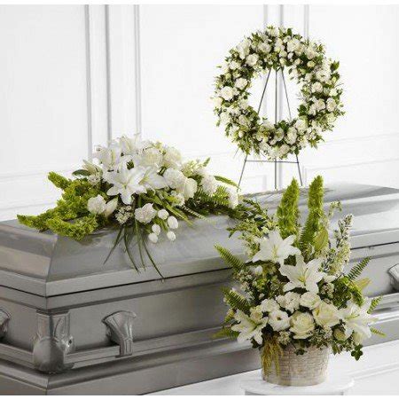White casket flowers with a soft garden vibe. Beautiful Funeral Casket Flowers Delivered Anywhere