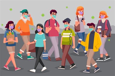 Aquí no hay conciencia social, nadie sigue reglas. Multitud de personas con mascarillas | Vector Gratis