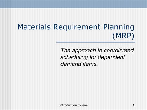 Ppt Materials Requirement Planning Mrp Powerpoint Presentation