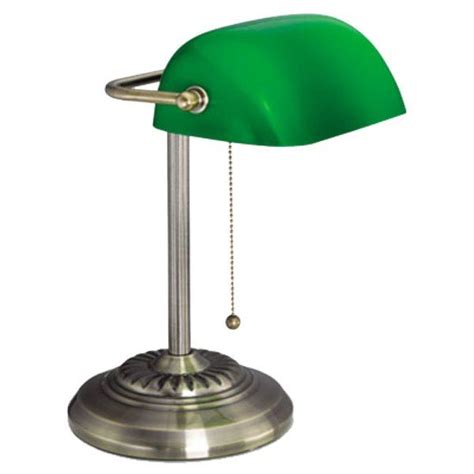 Alera Alelmp557ab Traditional Bankers Lamp With Green Glass Shade