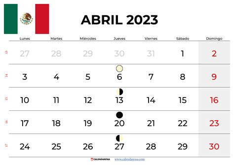 Descargar Calendario Abril 2023 México Para Imprimir