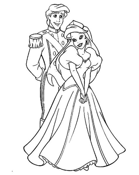 Ariel Perfect Couple Prince Eric And Ariel Coloring Page Ariel