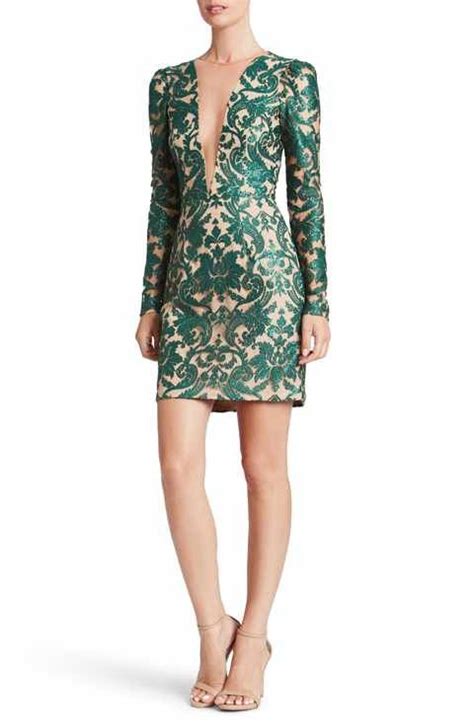 Dress The Population Claudia Plunging Illusion Sequin Lace Minidress Nordstrom Exclusive