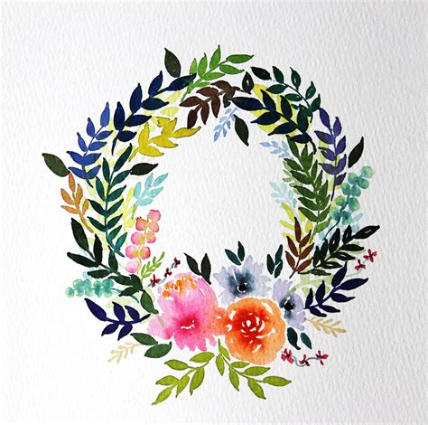 Flower Wreath In Watercolor 6x6