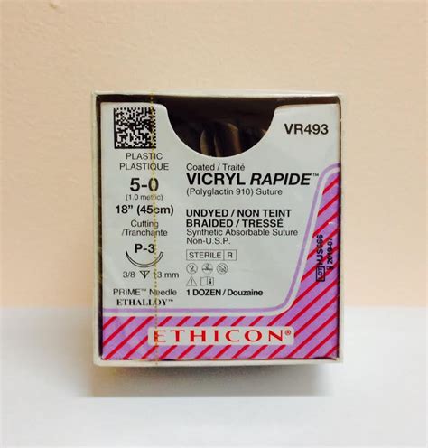 Ethicon Vr493 Vicryl Rapide Suture Precision Point Reverse Cutting