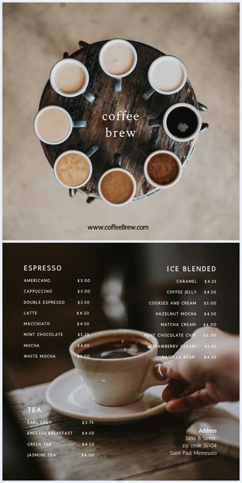 Modern Coffee Shop Menu Template Flipsnack