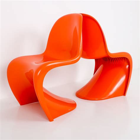 Stacking chair, designed by verner panton, 1960, manufactured by vitra for herman miller international, 1968. ORANGE PANTON CHAIR BY VERNER PANTON FOR HERMAN MILLER ...