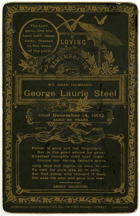 Mourning Card George Steel The Memorial Card Co 1902 2894 Ehive