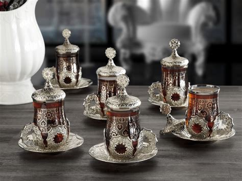 Latest Model Turkish Arabic Tea Cups Set Silver Plated Fairturk Com
