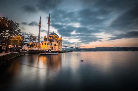 Ortakoy Mosque With Bosphorus Bridge Turkey