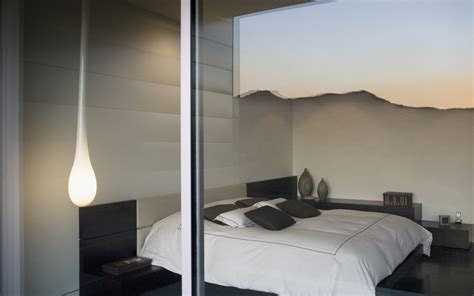 배경 화면 창문 방 내부 반사 침대 유리 램프 침실 인테리어 디자인 바닥 천장 아파트 가구 창 덮개