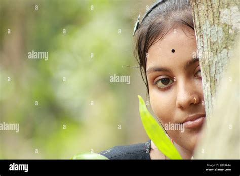 Indian Teenage Village Girl Face In Outdoor Stock Photo Alamy