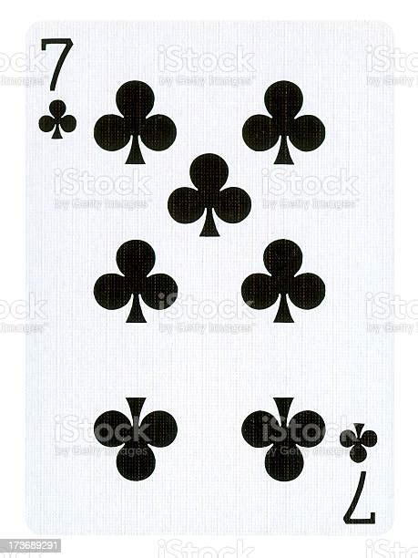 Playing Card Isolated Stock Photo Download Image Now Seven Of Clubs