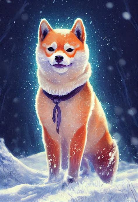 A Shiba Inu Dog On Snow Stock Illustration Illustration Of Xmas