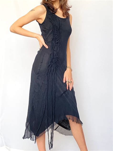 90s Bias Cut Black Asymmetrical Dress