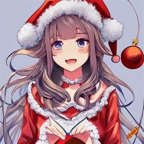 Artwork Of A Christmas Themed Anime Girl On Craiyon