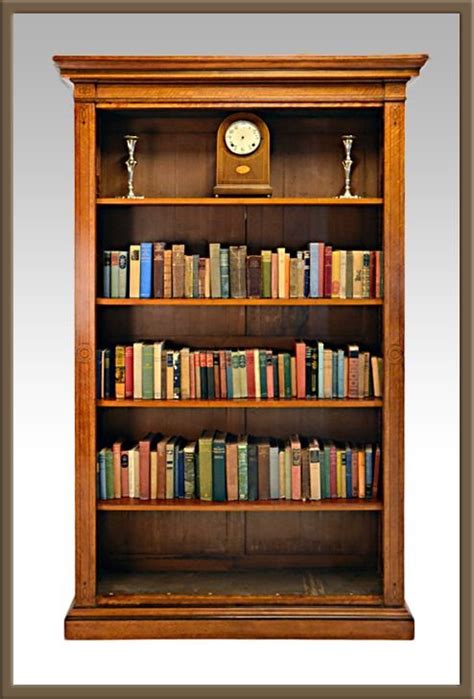 Tall Open Bookcase Library Shelves Antique Satin Wood 114829